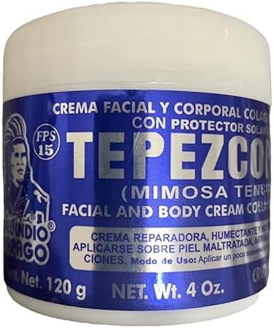 Del Indio Papago Tepezcohuite 120G Crema Piel Colageno Y Vitamina E Protector Solar Spf-15 Blanco