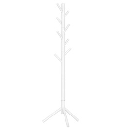 VASAGLE Solid Wood Coat Rack, Free Standing Tree-Shaped Coat Rack with 8 Hooks, 3 Height Options, for Clothes, Hats, Bags, Living Room, Bedroom, Home Office, White URCR004WT