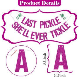 SJcysrilla Bachelorette Party Decorations Last Pickle She'll Ever Tickle Banner Wedding Party Decor Sign Rose Red Glitter