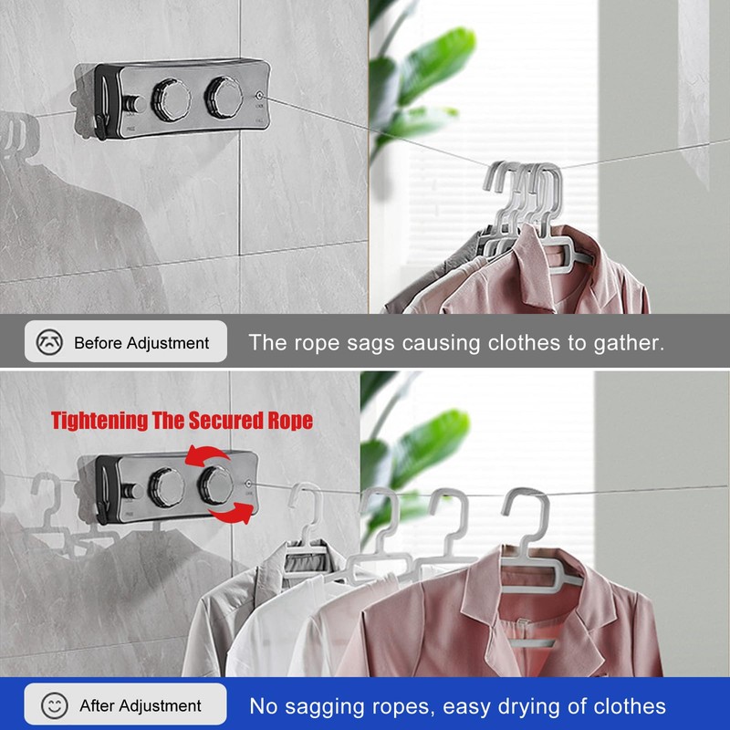 QHENS Clothes Line Balcony Extendable Wall Mounting, 2 x 5