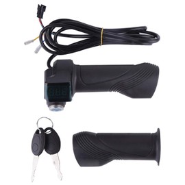 Bike Voltmeter Throttle, 24-60V E-Bike Scooter Tricycle Throttle Voltmeter with Digital Voltage Display and Lock Ebike Accessory，Waterproof Monitor
