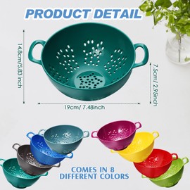 Baderke 8 Pcs Mini Colander Plastic Small Strainer Mini Fruit Strainer Bowl with Double Handles Berry Colanders Food Strainers Small Colander for Fruits Vegetable Kitchen, Assorted Colors