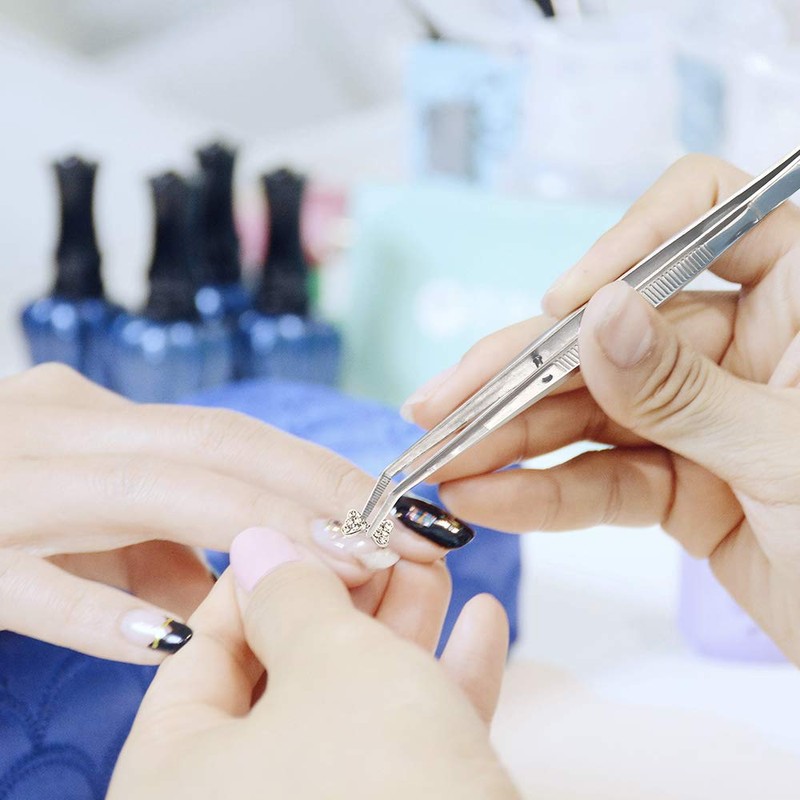 Stainless Steel Tweezers, with Curved Serrated Tip Multipurpose Sewing Machine