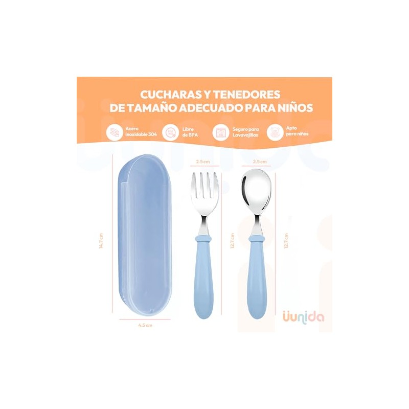 uunida baby 2 Sets de Cubiertos para Niños de Acero