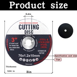 12 Pcs 76mm Cutting Disc, Cutting Discs, Angle Grinder Discs for Metal, Grinder Discs, Cutting For Cutting Metal Wood