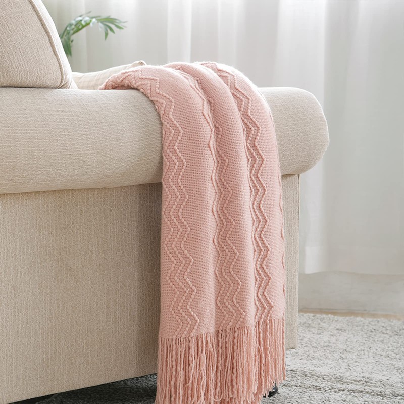 BOURINA Textured Solid Soft Sofa Throw Couch Cover Knitted Decorative