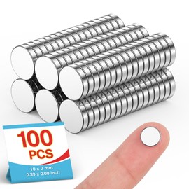 Junarter 100 Pack Small Magnets, 10x2mm Rare Earth Magnets Neodymium Magnets for Crafts, Mini Magnets Tiny Magnets, Mini Neodymium Magnets for Whiteboard, DIY, Crafts, Office