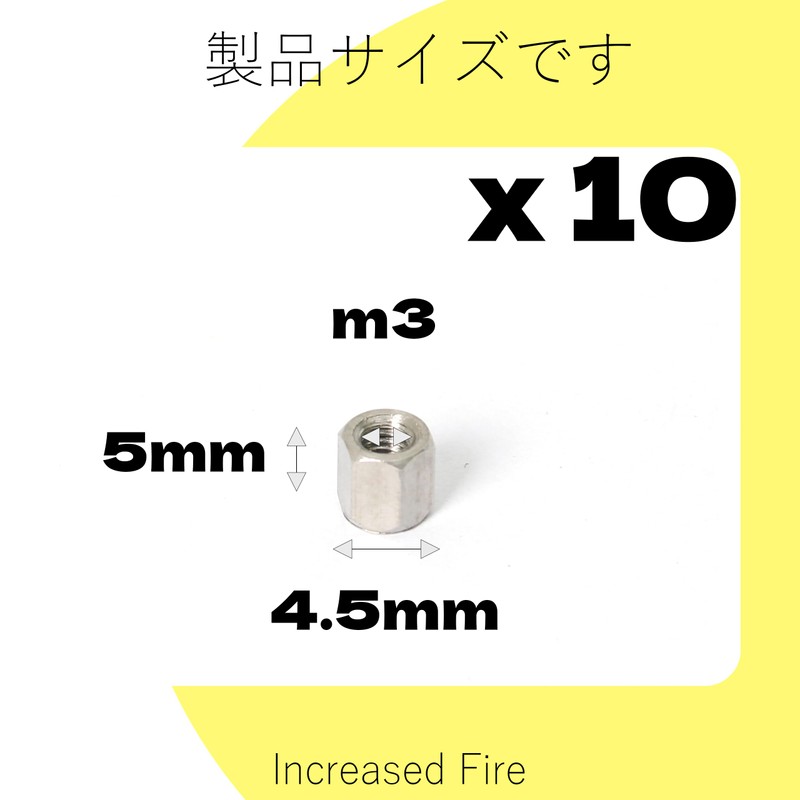 Increased Fire Stainless Steel Hex Nuts M3 5mm Length 10pcs
