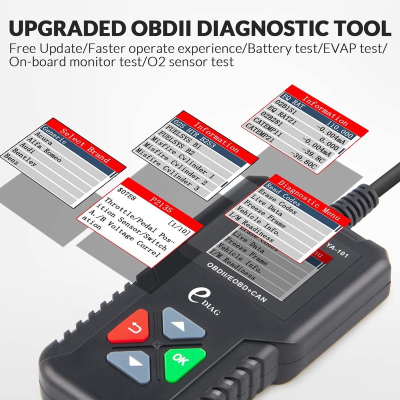 2025 Ver. EDIAG OBD2 Scanner YA-101 Auto Code Reader for