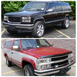 ADCARLIGHTS Headlight Assembly for 94 95 96 97 98 Obs Chevy Silverado/C10 Pickup/C/K 1500 2500 3500 Truck, 94-99 Suburban 1995-1999 Tahoe Chrome Housing with Clear Reflector Headlamp Replacement Pair