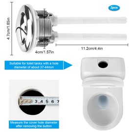 Toilet Flush Buttons Replacement, 2 Pack Toilet Dual Flush Push Button, 40mm Round Head Toilet Flush Button, Toilet Buttons for Toilet Closestool Cistern Replacement Accessories(Silver)