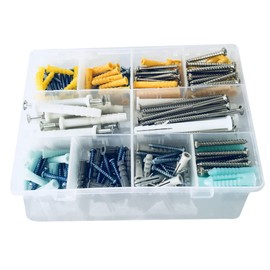TEHAUX 1set Self Tapping Screws and Expansion Rubber Kit Assorted Storage Case for Wallboard and Use High Strength Easy to Organize