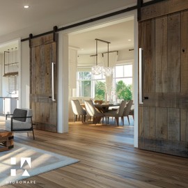 HYDROWARE Modern Contemporary Long Stainless Steel Push Pull Door Handle for Home Entrance Glass Shower Wooden Barn & Office Store Shop Doors - CELEZ Model - Square (Brushed Silver, 36 Inch)