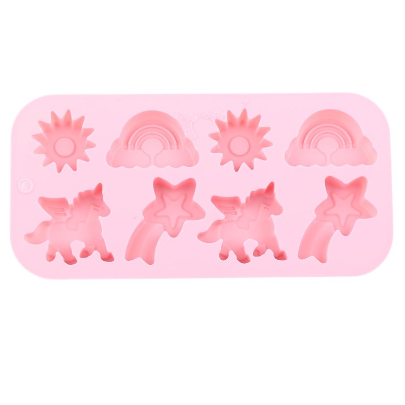 EPYHREHM 8 Cavity Winged Unicorn Themed Silicone Molds Rainbow Sun