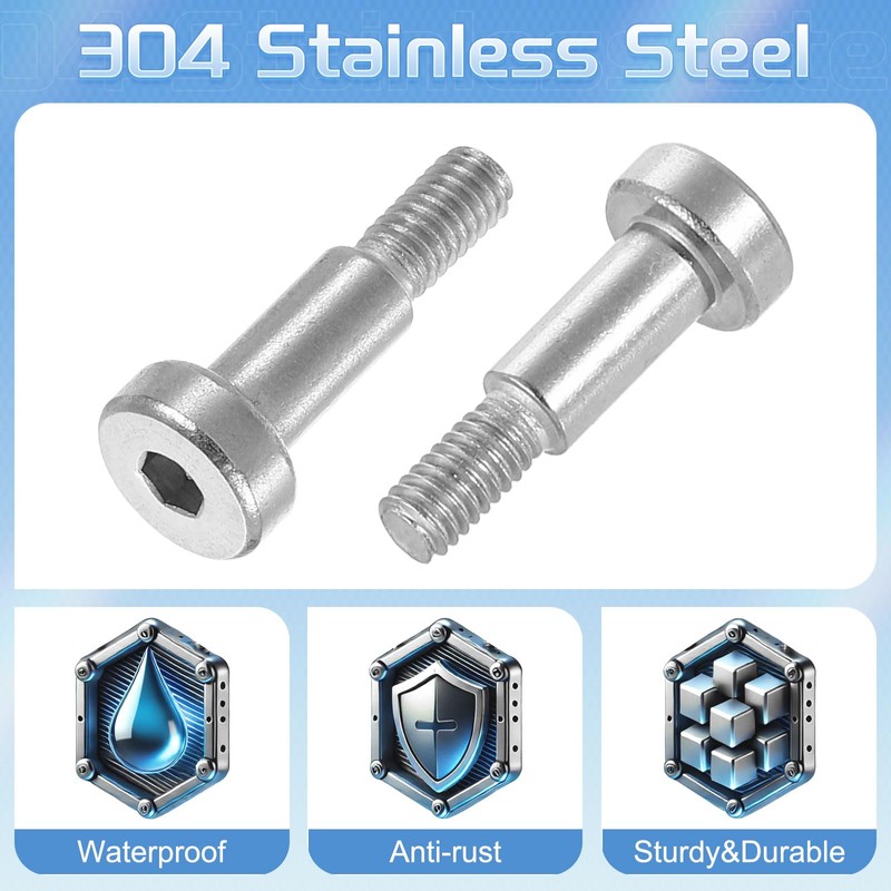 sourcing map 6Pcs 304 Stainless Steel Shoulder Bolt 5mm Shoulder