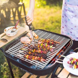 OSVINO 10 Pack Disposable Grill Toppers, 12" x 20" Aluminum Foil Sheets, Heat-Resistant BBQ Liners for Charcoal, Gas & Outdoor Grills, No Mess Grill Accessories