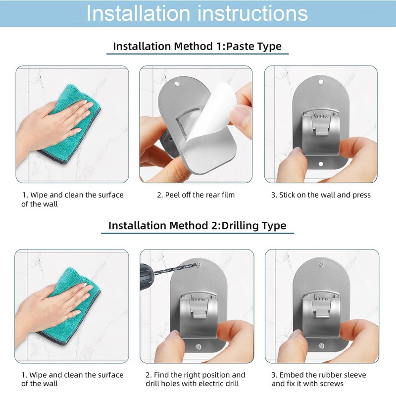 No Drill Curtain Rod Holder Hangers - Self Adhesive Hook