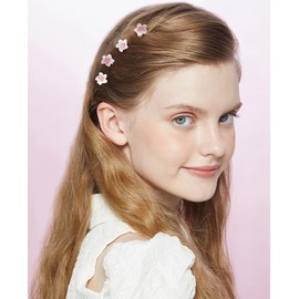 Wecoe 20 Pcs Small White Lily Hair Clips with Pink Flower Core - Cute Tiny Mini Decorative Accessories for Women