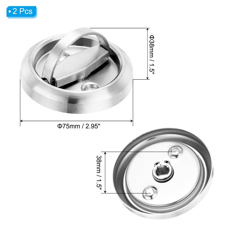 PATIKIL Recessed Door Handles, 2 Pcs Round Flush Pulls Stainless