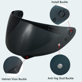 Motorradhelm Visier für C10,UV Schutz Helmvisier,Motorrad Windschutz Helm Objektiv Visier Vollgesichts.Motorradhelm Visier Ersatz (Schwarz)
