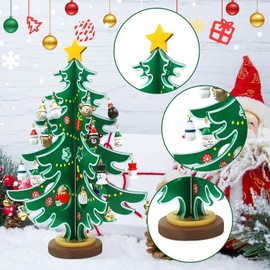 Christmas Advent Calendar 2024, 24 Days Countdown Advent Calendar with 30Pcs Santa Snowman Ornaments,12" Desktop Wooden Christmas Tree Xmas Party Supplies (Christmas Tree Advent Calendar 2024)