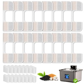 16+16 Pack Replacement Filters Compatible with FEELNEEDY 108oz/3.2L Cat Water Fountain(FN-W17), 6 Month Set for Pet Water Dispenser, Includes 16 Filters & 16 Sponges