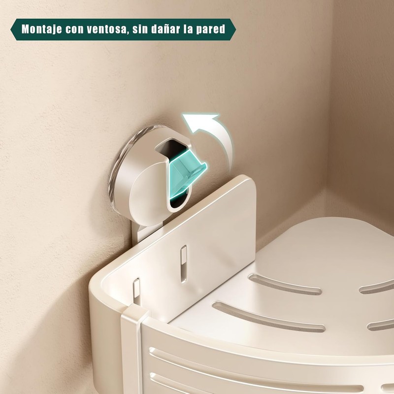 Repisa para Baño Esquinero Ventosa Antióxido Tofaney x2 Unidades Blanco