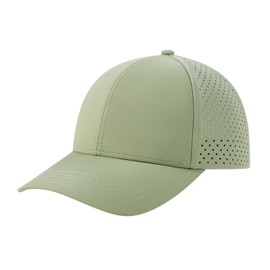 BOTVELA Men Baseball Cap Laser Cut Mesh Snapback Hat (Green)