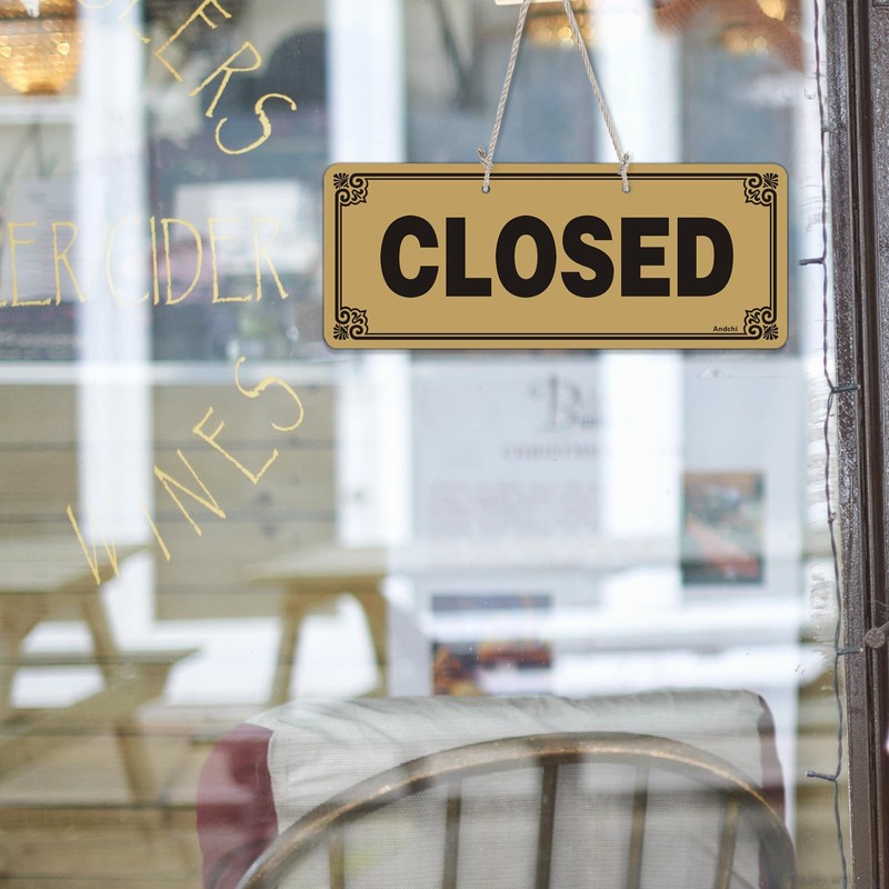 Andchi Open & Closed Hanging Door Sign, Double Sided Door