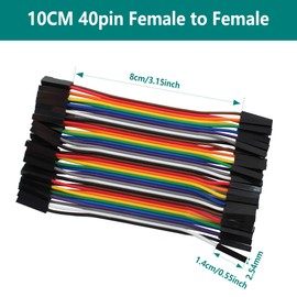 bociloy 40pcs 10cm Dupont Wire Female to Female 40pin Breadboard Jumper Wires Multi-Color Ribbon Cable Line Connector