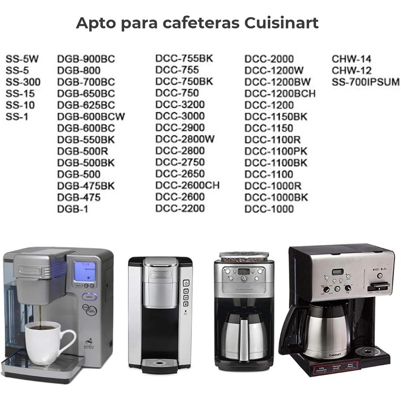 Filtros de Agua para Cafetera CUISINART de Carbón Activado, Paquete