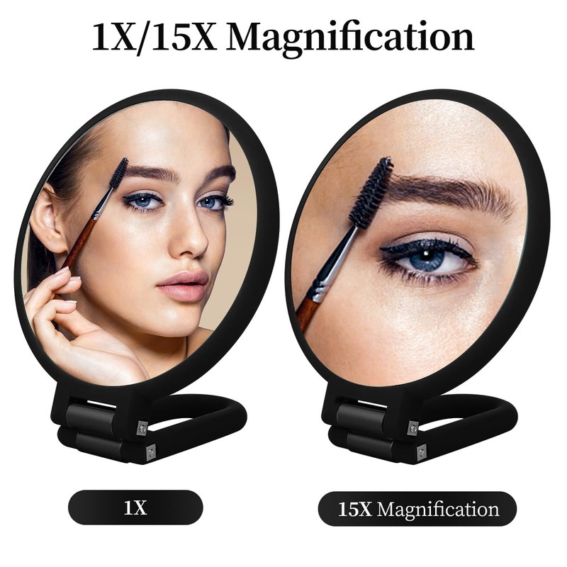 MGLIMZ 1X 15X Magnifying Hand Held Mirror,Double Side Folding Hand