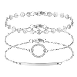 BONNYBIRD® BonnyMilano Premium Stainless Steel Bracelet Set for Women in Silver, Gold & Rose Gold, 100% Waterproof and Skin-friendly, One size, Stainless Steel, Stainless Steel