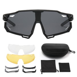 TsujiYa Polarized Sports Sunglasses for Men Women, Cycling Sunglasses with 3 Interchangeable Lenes for Fishing, Running