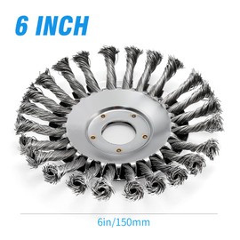 ZUDKSUY 6 inch Rotating Wire Brush Diameter 5.90inch Trimmer Head Kit Weed Cutter Brush Center Hole Diameter 1inch (1 Brush + 2 Packs of Different adapters)