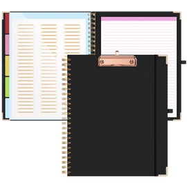 EYROZILL Clipboard with Storage, Clipboards for Letter Size, Clip Board with 5 Folders and 10 Pockets, Spiral Cute Clipboard for Office School Nursing, 8.5'' x 11'' (Black, Letter Size)