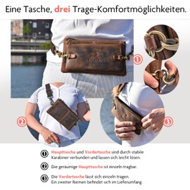 Fa.Volmer ® Bum Bag / Belt Bag / Waist Bag in Real Leather for Men and Women | Black or Brown | Adjustable Strap up to 118 cm, Brown M2
