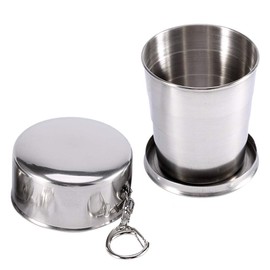 NIKOU Stainless Steel Folding Cup - Camping Mug Collapsible Drink Glass Tumbler with Lids Keychain for Outdoor Travel Camping Hiking Fishing Mountaineering,Retractable Telescopic Portable (Size : L)