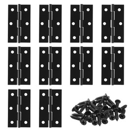 Fidqiog 10 Pcs Black Door Hinges 2 inch, Stainless Steel Door Hinge with 60 Screws, Small Hinges for Jewelry, Wooden Box, Small Cupboard Furniture (2 inch)