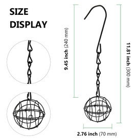 HAKZEON 8 Sets 7cm Fat Ball Feeders, Hanging Bird Feeder with Hooks and Chains, Metal Fat Ball Bird Holder for Wild Birds Finch Sparrow Robin Outdoor Garden, Black