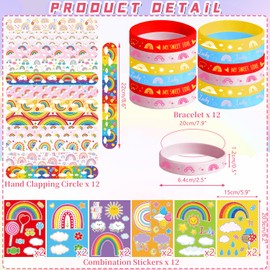 Obussgar Rainbow Party Favour Supplies including Gift Bags, Stickers, Badges, Wristbands for Rainbow birthday party