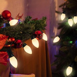 Bokoiuu C7 White Outdoor Light Replacement Bulbs, 25 Pack White Ceranic C7 Bulbs, 5 Watt-E12 Base Night Light Bulbs for Bedroom Patio Christmas Decor