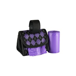 Purse Style Dispenser with 2 Rolls Made in USA Easy Open Poop Bags Dog Waste Bags (Purple Black)