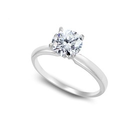 B. BRILLIANT Sterling Silver 2ct Round-Cut Solitaire Cubic Zirconia Engagement Bridal Ring for Women, Size 7