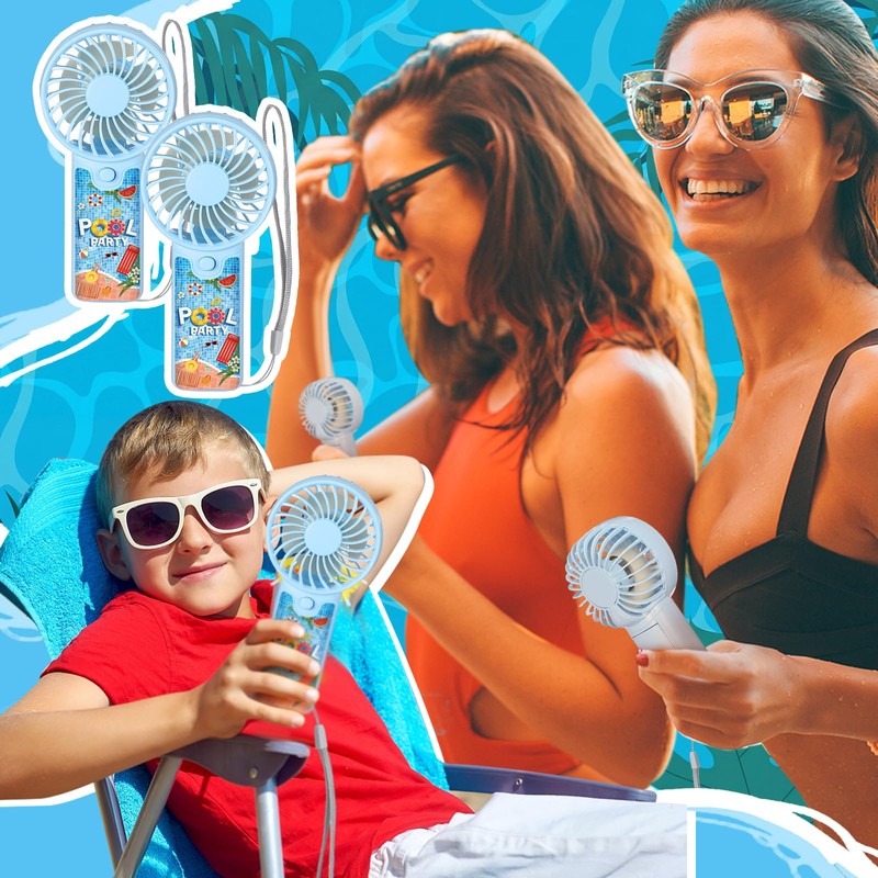Tuanse 24 Pcs Pool Party Fans Bulk Mini Portable Handheld