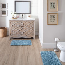 Mohawk Home Machine Washable Bath Blue 1' 11" x 3' 3" Bath Mat Perfect for Your Bathroom