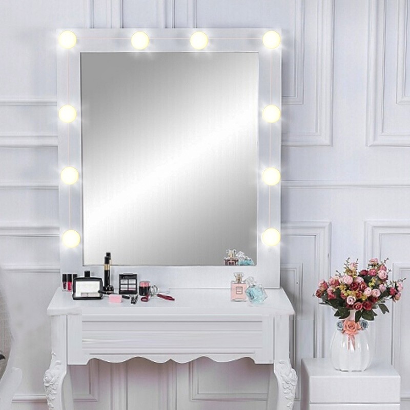 10 LED Dressing Table Makeup Lamp Bathroom Toilet Punch Free