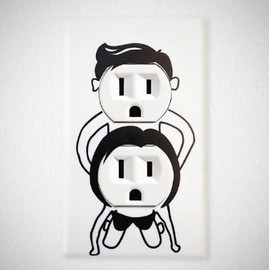 Couple Plug Cover (Set of 2) Vinyl Decal Home Décor
