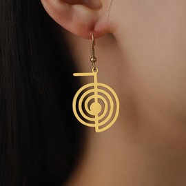 EUEAVAN Cho Ku Rei Reiki Symbol Necklace Cho Ku Rei Energy Symbol Amulet Healing Reiki Pendant for Women Sacred Geometry Necklace Yoga Power Spiral Meditation Jewellery, Stainless Steel