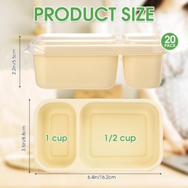 FoldTier 40 Pcs 2-compartment Reusable Snack Containers with Lids, Meal Prep Snack Containers for Adults, Bento Lunch Box for Meal Preparation Work On-the-go
